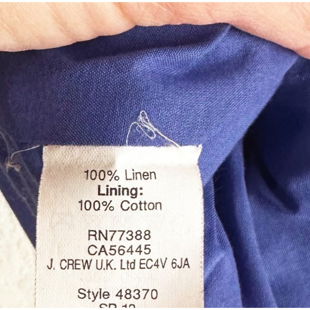 J Crew Womens School Boy Linen Blazer Size 0 Blue Preppy Coastal Old Money Work - Picture 5 of 8
